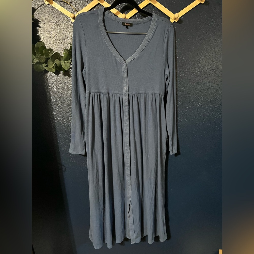 Quince Blue Long Sleeve Dress